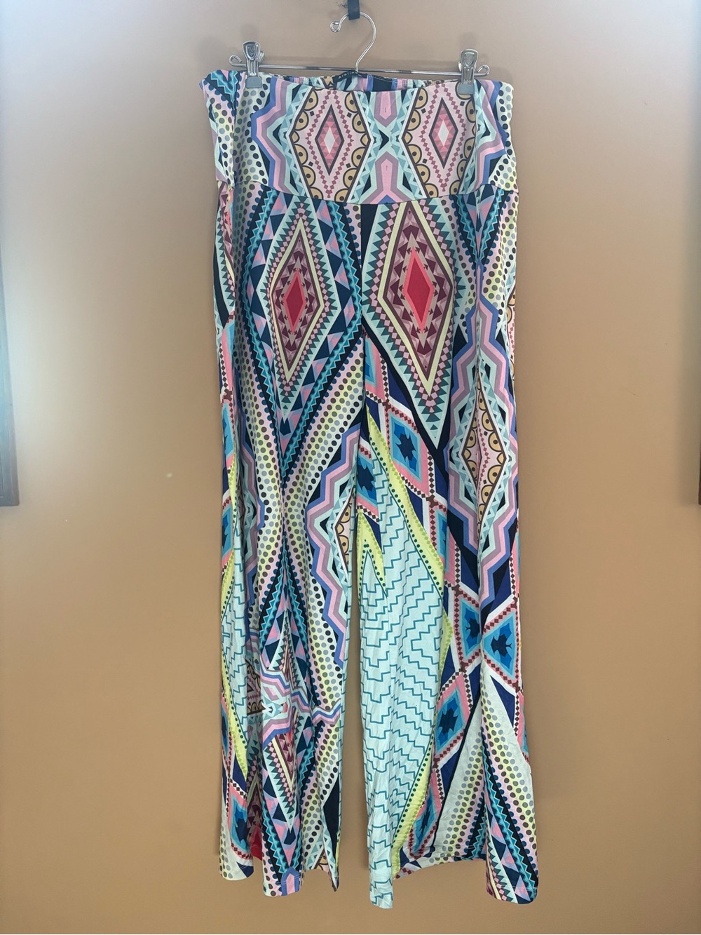 Maximalist Wide Leg Printed Palazzo Pants - Multi Colored Abstract Pattern